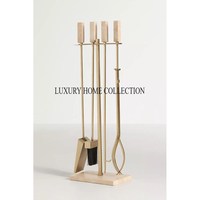 Ensemble d'outils de foyer de forgeron de style vintage avec poignées décoratives en fer forgé pour la gestion classique des incendies en extérieur