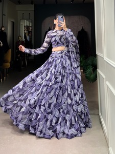 Tabby Silk With Hotfix Printed Lehenga Choli Collection Full <b>Catalog</b> available at wholesale rate, <b>designer</b> lehenga choli. - Product Image 5