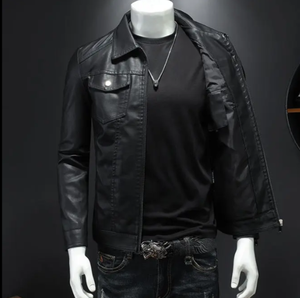 Vestes en cuir noires brodées de haute qualité pour hommes, veste en cuir zippée, design personnalisé, teinture noire pour hommes - Product Image 4