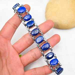 Bracelet en lapis-lazuli, argent sterling 925, fait à la main, bijou en pierre précieuse, cadeau pour mariage, Noël, femme - Product Image 2