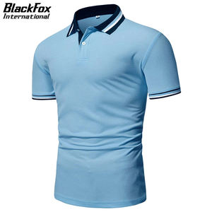 Prix de gros Tissu léger Couleur bleue Garniture Service OEM Dernière conception Respirant Hommes Street Wear Polo - Product Image 2
