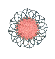 Napperon en rotin tissé fait à la main avec bord floral décoratif Tapis de table rond Boho pour salle à manger, cuisine ou décoration intérieure du Vietnam