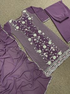 Nouveau Designer Ethnic Wear Party Wear Haut de travail brodé avec Dupatta Salwar Kameez Kurti Plazzo-Waistline Natural Wholesale - Product Image 5