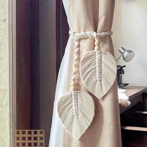 Attaches de rideaux décoratives en coton macramé, forme de feuilles bohèmes, matériau durable, installation facile, longueur personnalisable pour - Product Image 4