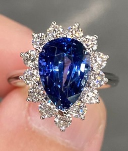 Anillo de Compromiso Vintage de Plata con Zafiro Azul Pera, Engaste de Garras Hecho a Mano, Certificado por Terceros, Joyería Fina de Mehrajudin Gems - Product Image 2