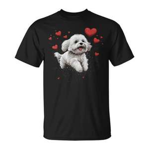 T-shirt pour amoureux des chiens maltesiens pour la Saint-Valentin avec un cœur pour les propriétaires et les amoureux des chiens - Product Image 1