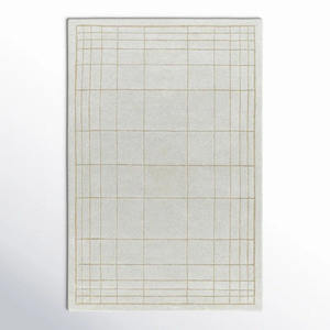 Alfombra de lana Beige de lujo personalizada, alfombra moderna hecha a mano con diseño de rejilla para decoración del hogar, dormitorio, decoración del hogar, regalo de Navidad - Product Image 5
