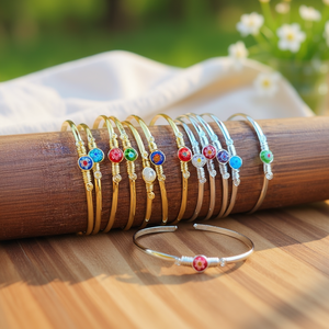สร้อยข้อมือชุบทองและเงินลายดอกไม้สีสันสดใส เครื่องประดับแฟชั่นแบบโซ่และแบบเชื่อมต่อสำหรับขายต่อ - Product Image 3