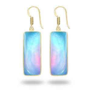 ต่างหูห้อยทรงหยดน้ำ ประดับพลอยออโรร่าธรรมชาติ ประจำเดือนธันวาคม งานแฮนด์เมด ชุบทองบนทองเหลือง - Product Image 5