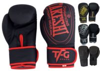 Guantes de Boxeo de Cuero Mate de Primera Calidad, TAKESHI FIGHT GEAR, Cierre de Gancho y Bucle, Absorción de Humedad, Cómodos y Completos