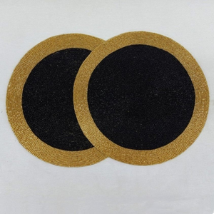 Elegant Round <b>Beaded</b> Table <b>Placemat</b> with Petal-Inspired Floral Design Hand-<b>Beaded</b> Decorative Mat for Dining by glowin fashion - Product Image 1