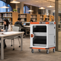 Chariot de recharge pour ordinateurs portables avec écran indicateur LED intelligent, 32 emplacements pour appareils, gestion des câbles, certifié CE, pour salles de classe scolaires