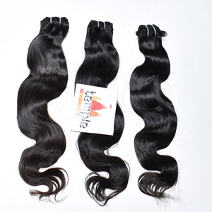 Cutícula virgen ondulada alineada India 100% Procesamiento de templo ninguno fabrica máquina doble trama onda profunda tejido cabello humano - Product Image 3