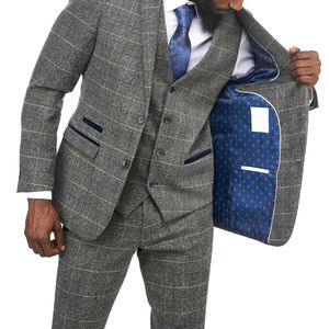 เสื้อโค้ททวีดลายสก็อต แจ็คเก็ตลำลองสไตล์ธุรกิจ แขนยาว กระดุมแถวเดียว เสื้อแจ็คเก็ตทวีดสำหรับผู้ชายสำหรับฤดูหนาว - Product Image 2