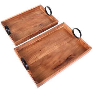 Bandeja DE SERVICIO DE MADERA hecha a mano de calidad superior Color natural Mejor diseño Bandeja de servicio hecha a mano a granel. - Product Image 6