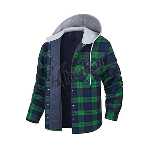 Nouvelle arrivée chemise à carreaux décontractée à manches longues 100% coton flanelle matelassée boutonnée technique de teinture de fil respirant pour le printemps - Product Image 3