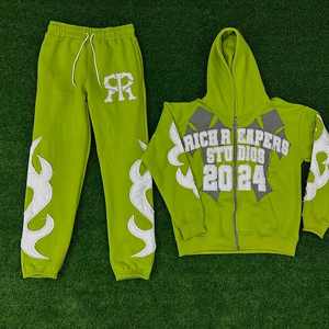 ชุดวอร์มแขนยาวผ้าคอตตอนใส่ได้ทั้งหญิงและชายเสื้อซับเหงื่อเสื้อ100% สีล้วนแนวสตรีทผ้าคอตตอนแนวสตรีทวินเทจทันสมัย - Product Image 1