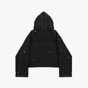 Sweat à capuche demi-zip personnalisé pour homme en polyester/coton, imprimé intégral avec strass, style streetwear, collection printemps - Product Image 3