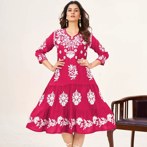 Tunique en rayonne lourde 14 kg, travail de Lucknow, pour femmes, vente en gros - Product Image 3