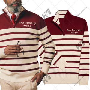 Sudadera de Alta Calidad Personalizada con el Logotipo de la Fraternidad KA, Organización Griega, Cierre de Cremallera de un Cuarto, 100% Algodón, Felpa, Bordado Jacquard - Product Image 2