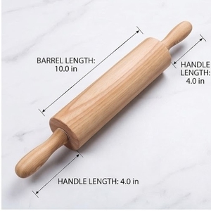 Rodillo de madera para repostería de 10 pulgadas de largo con mango de 4 pulgadas - Product Image 1