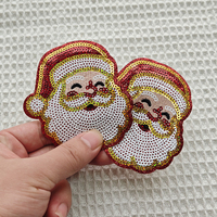 Nouveaux Patchs Thermocollants Personnalisés 2026 Grand Père Noël Brodés de Paillettes pour Vêtements et Chapeaux