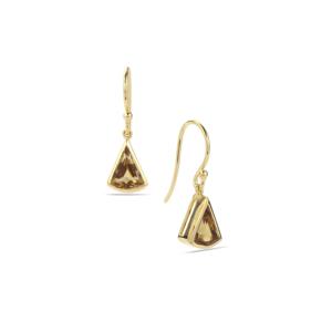 Boucles d'oreilles pendantes plaquées or 18 carats avec perle de quartz champagne et diamant 2,60 carats, bijoux de mariage et de fête - Product Image 1