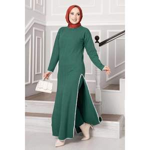 ชุด2ชิ้นสีมรกตพร้อมวัสดุผ้าลายด้านข้างและการตกแต่งลวดลาย - Product Image 4