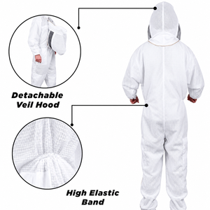 Combinaison de travail blanche pour apiculteur avec voile en maille, écologique, légère, en polyester, ensemble de gants isolants de protection, OEM Apiculture - Product Image 2