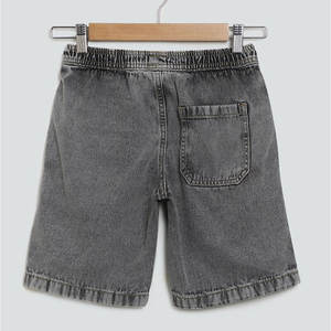 Shorts à taille élastique personnalisés Shorts en denim gris uni pour enfants Shorts en coton personnalisés pour garçons - Product Image 2