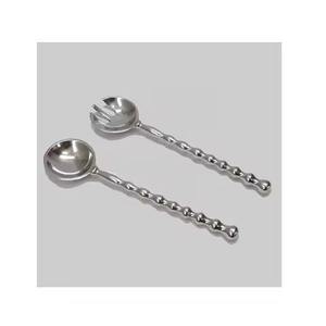 Ensemble de couverts de service en argent plaqué avec poignée torsadée, service à salade en or plaqué - Product Image 2