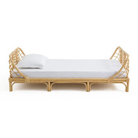 Lits Queen Size en rotin et osier pour appartement d'hôtel Lit classique traditionnel Meubles de maison Lit d'hôtel à cadre en bois de 1.5m et 1.8m