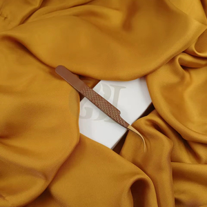 Vente en gros, nouveau revêtement en poudre brun incurvé, pointe dorée, pince à épiler en acier inoxydable antistatique de 10mm, Instrument de beauté - Product Image 1