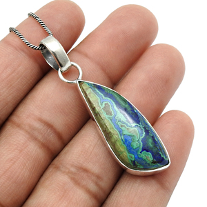 Ensemble de lunette en azurite malachite naturelle fabriquée à la main à la mode personnalisée, collier avec pendentif en pierre précieuse et délicate pour elle vente en gros - Product Image 2