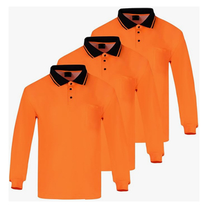 男性用高視認性安全ポロシャツ蛍光<span class=keywords><strong>Hi</strong></span> <span class=keywords><strong>Vis</strong></span>長袖ワークティーモイスチャーウィッキング - Product Image 5