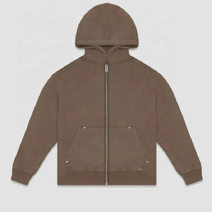 Sweat à capuche zippé personnalisé avec impression délavée à l'acide, pour homme et femme, en molleton doublé, streetwear surdimensionné, hiver, 100% coton - Product Image 1