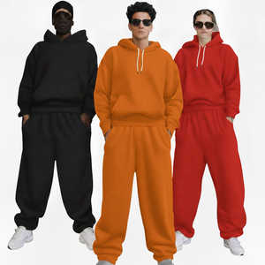 Ensemble sweat-shirt et pantalon de survêtement unisexe décontracté d'hiver avec logo personnalisé, uni, en molleton 100% coton, respirant, faible MOQ - Product Image 3