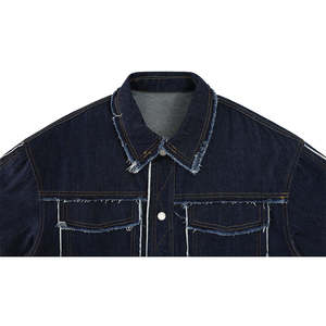 Fabricant de vestes en jean personnalisées, boutons, tissu en coton vintage, vestes en jean pour hommes, denim délavé à l'acide, vestes en jean déchirées - Product Image 3
