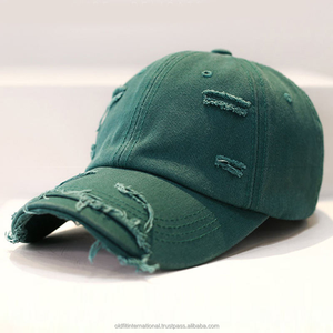 Nouvelle tendance de haute qualité 6 panneaux unisexe casquettes de baseball en détresse non structurées taille réglable chapeaux de papa en coton de qualité supérieure - Product Image 1