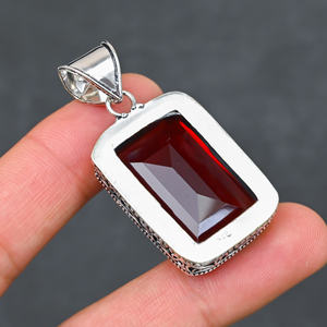 925 Silver Luxury <b>Statement</b> Garnet <b>Necklace</b> - Product Image 3