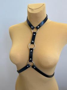 Premium Cross Back Handcrafted Black Black Leather Body <b>Fashion</b> <b>Harness</b> Stunning Top Quality Craftmanship LWH-0002 - Product Image 3