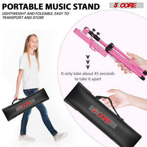 Soporte de Música Ajustable de 5 Niveles, 57 Pulgadas, Soporte de Escritorio para Partituras, Soporte de Libros Portátil Totalmente Metálico - Product Image 6