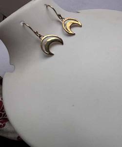 Impresionante alto lujo Latón chapado en oro plata esterlina media luna encontrar pendientes colgantes joyería regalos hechos a mano para Feliz Año Nuevo - Product Image 1