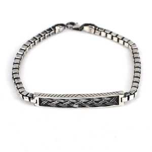 Bracelet en argent sterling 925 à motif tressé, chaîne cubique, plaqué rhodium et or, avec breloques en diamant et perle - Product Image 2