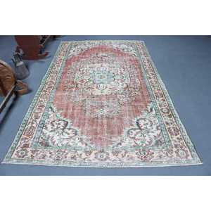 Tapis turc, grand tapis de 5,5 x 8,6 pieds, tapis vintage en laine marocaine rouge - Product Image 1