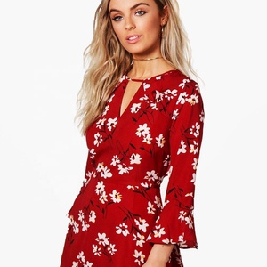 Nouvelle Robe Midi Vintage Élégante Imprimée en Viscose pour Femme, Manches Cloche, Motif Floral, Écologique, Grande Taille, Idéale pour les Vacances d'Été (ODM) - Product Image 1