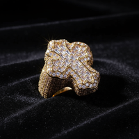 Bague Croisée Iced Out Hip Hop en Or Véritable 9K 10K 14K 18K 22K avec Diamants de Laboratoire VVS Couleur DEF de 6 Carats IGI, Cluster et Baguette