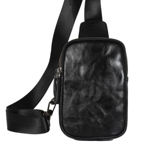 Sac de poitrine pour homme en cuir de vachette véritable, sac bandoulière vintage portable et imperméable, élégant pour téléphone portable - Product Image 2