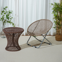 ROPECUBE Chaise d'intérieur et d'extérieur en polyester tissé par corde Chaise pliable Design Moon Chair Chaise paresseuse portable Utilisation de scènes multiples