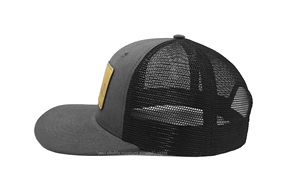 Casquettes de camionneur à 6 panneaux grises et noires en gros avec logo en cuir, casquettes streetwear haut de gamme - Product Image 2